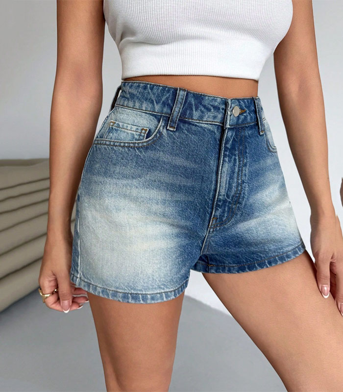 Summer Causal High Waist Vintage Wash Denim Shorts