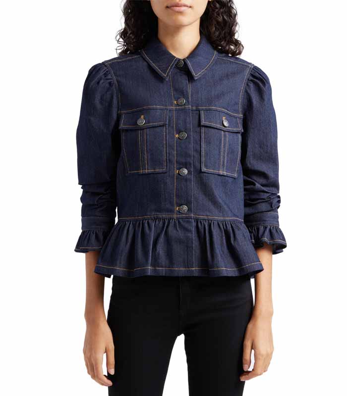 Ruffle-Trimmed Denim Jacket
