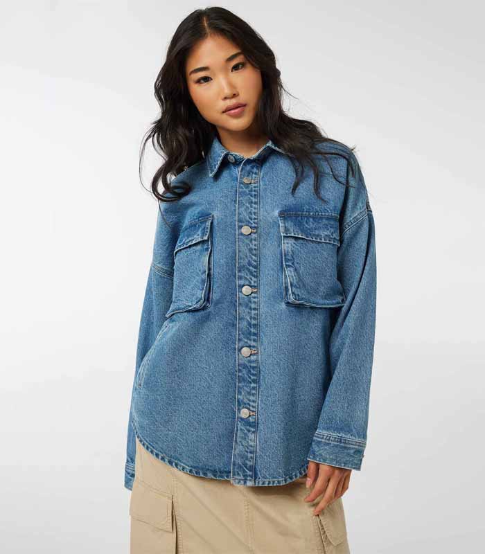 Women’s Acid-Washed Blue Denim Jacket