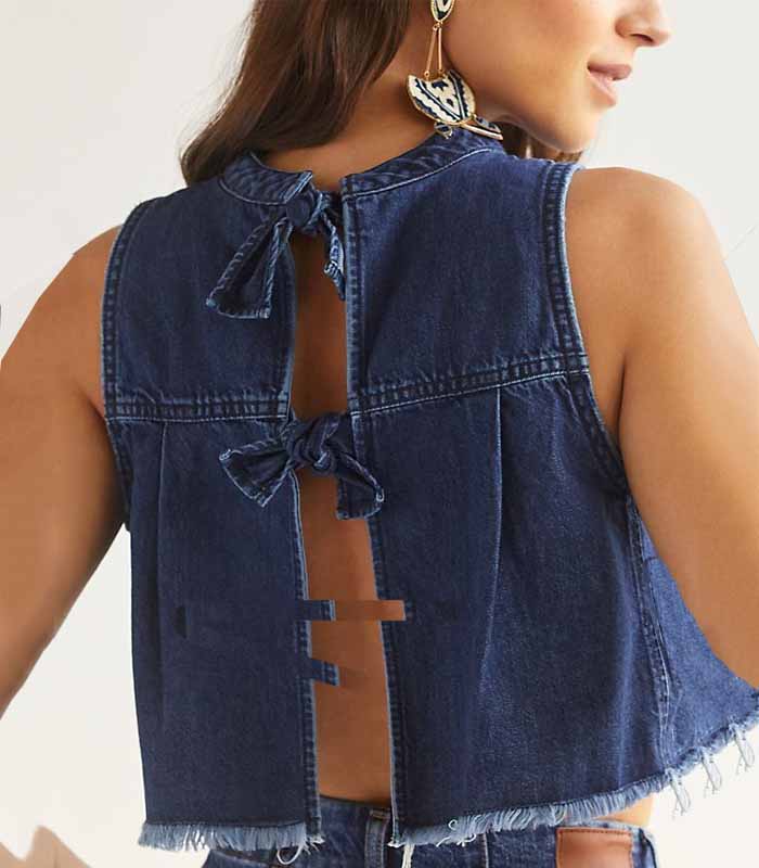sexy sweet Sleeveless Denim Cropped Tank
