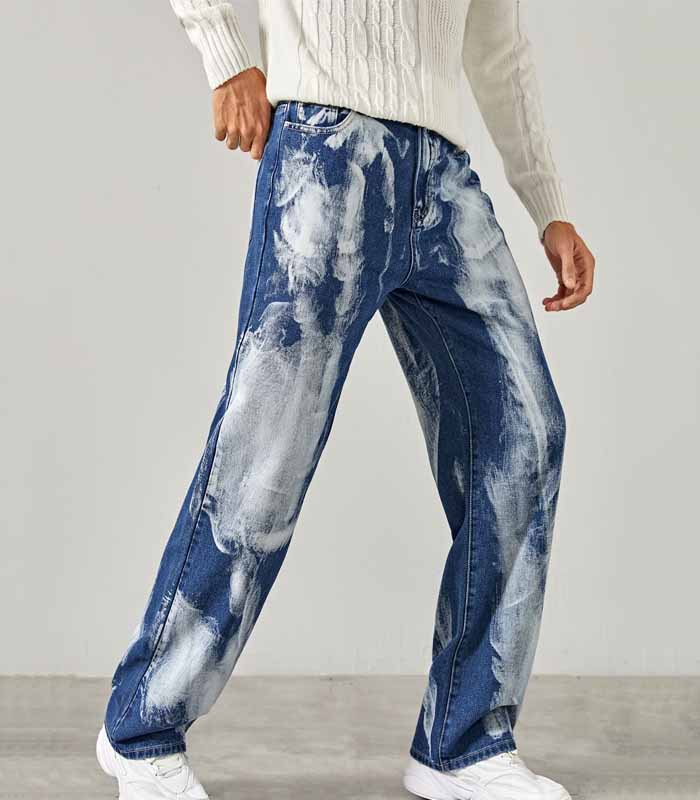 Men Colourblock Straight Leg Jeans