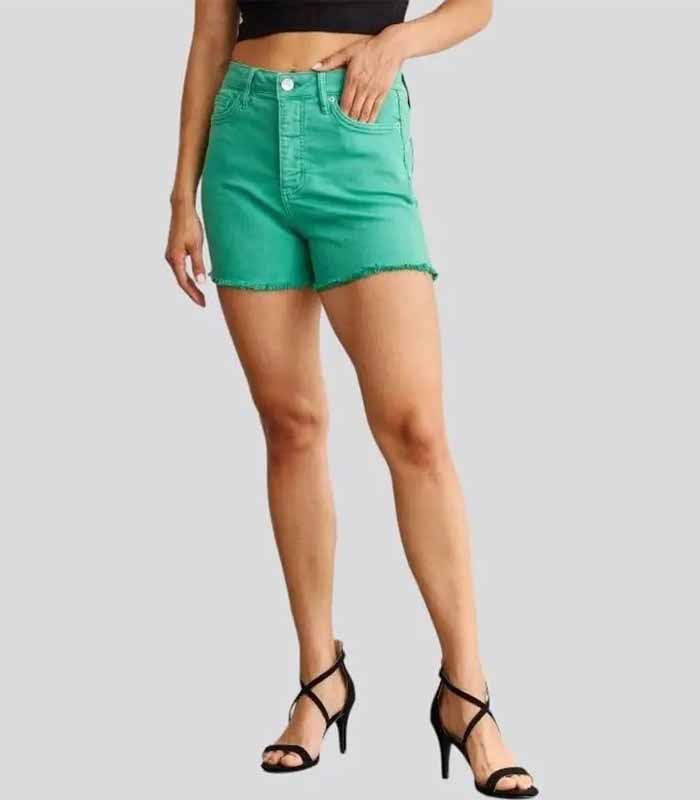green women's jean shorts