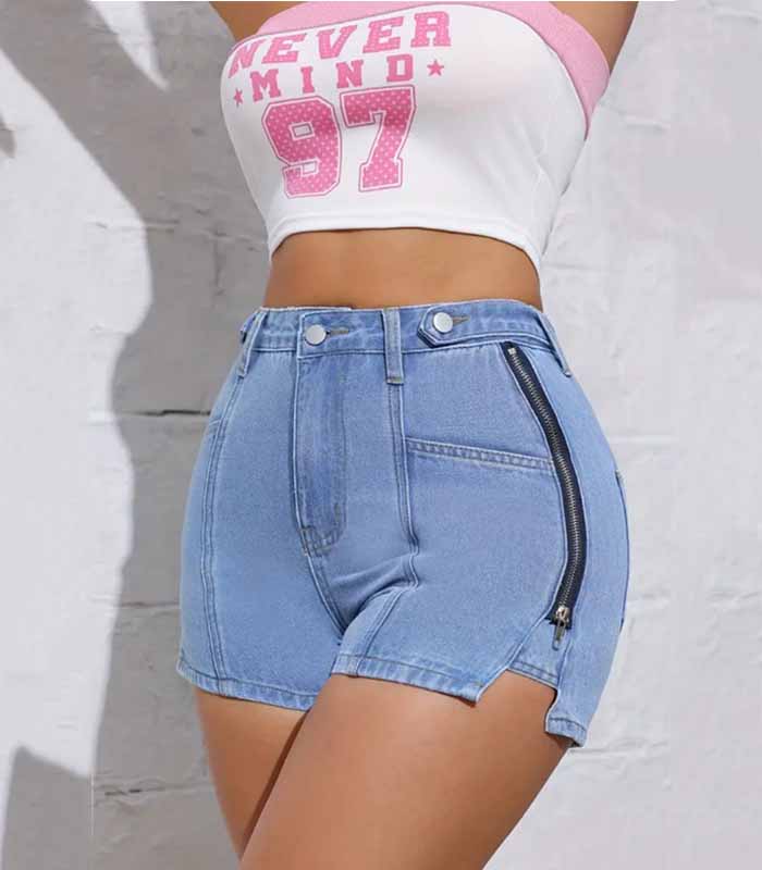Women's Sexy Light Blue Skinny Denim Shorts