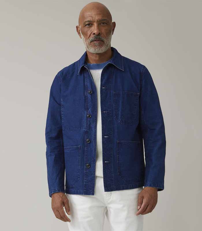 Men's Patch Pocket Unwashed Denim Jacket 
