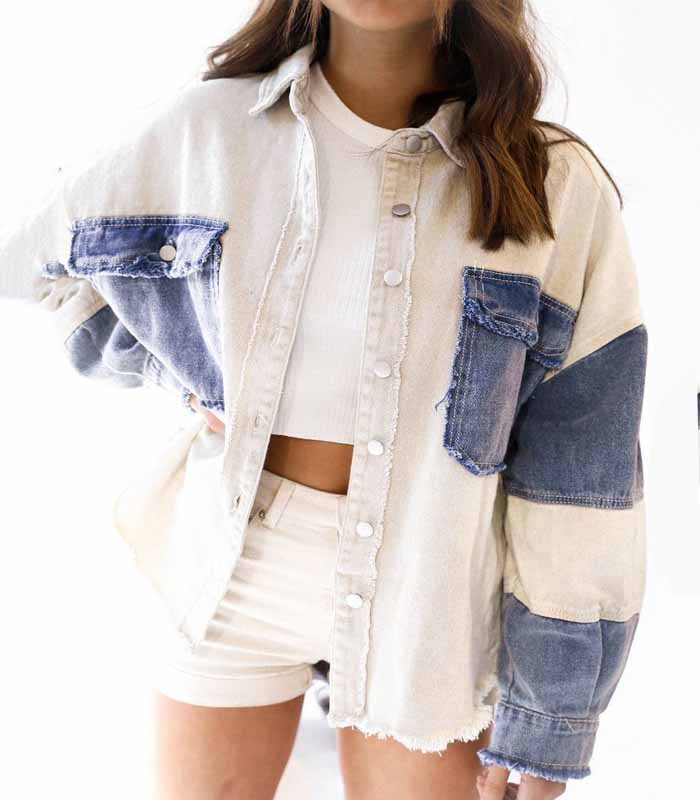 Women’s Color Block Denim Jacket