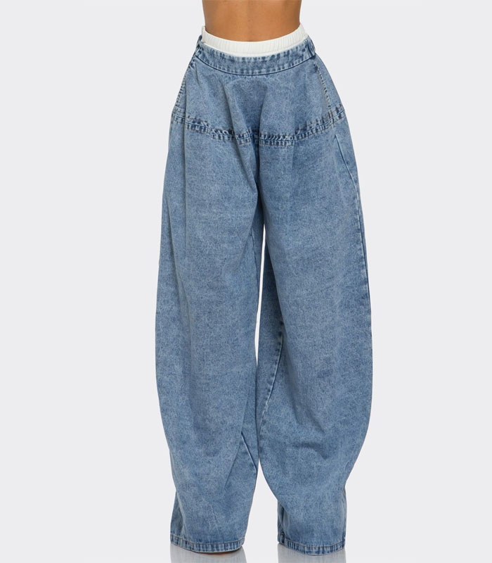 women's Denim Flow Oversized Cargo Pants 
