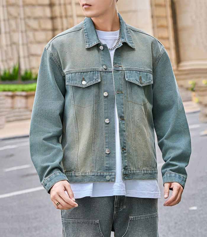 Men's Casual Washed Denim Jacket, Spring Autumn