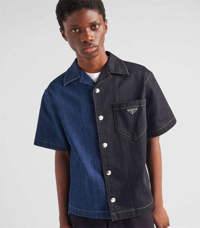 Double Match Denim Shirt - Black_blue