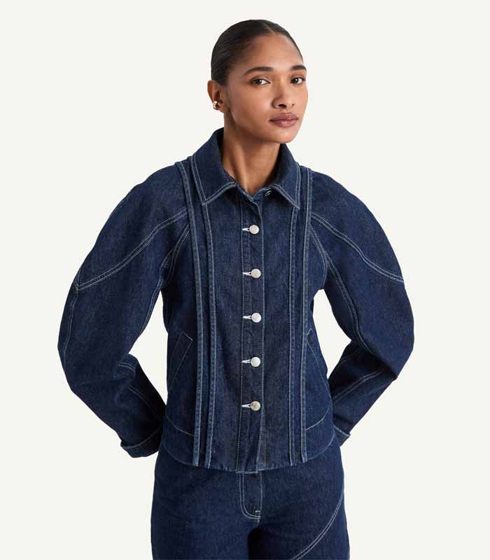 Decorative Stitch Detail Denim Jacket for Women
