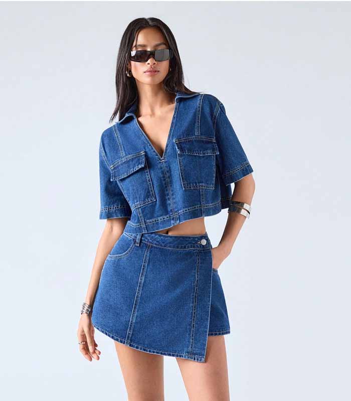Mini Denim Skirt Set