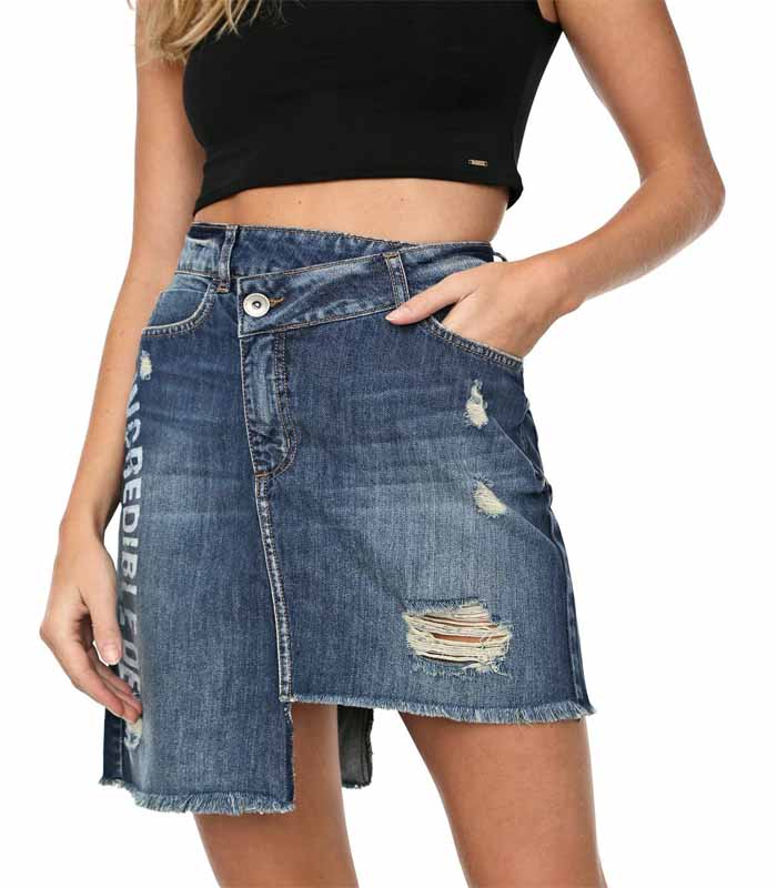 Chic Patchwork Beaded High-Waist Skinny Denim Skirts for Casual Wear