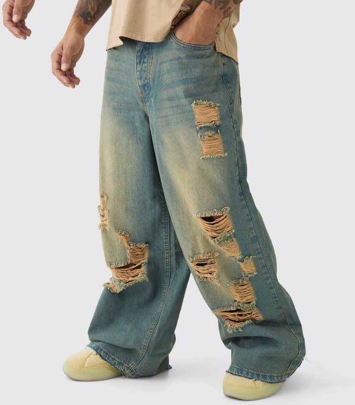 Extreme Baggy Rigid All Over Ripped Jeans