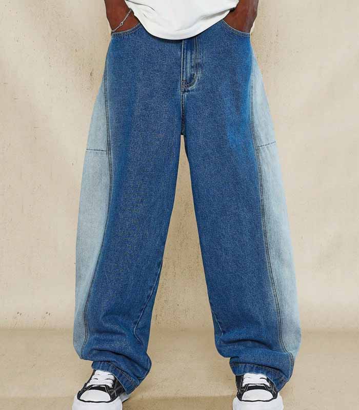 Skater Fit Colour Blocked Jean Blue Denim Colorblock