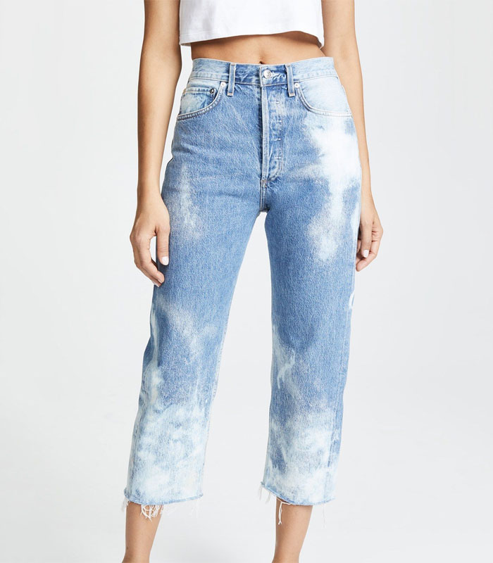 Women's Refreshing Tie-Dye Washed Denim 7/10 Straight-Leg Pants