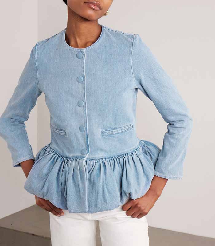 Denim Peplum Jacket - Blue
