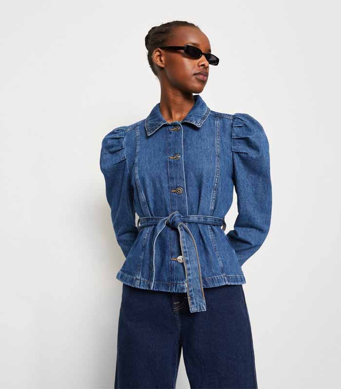 BELT JACKET - Denim jacket - medium blue