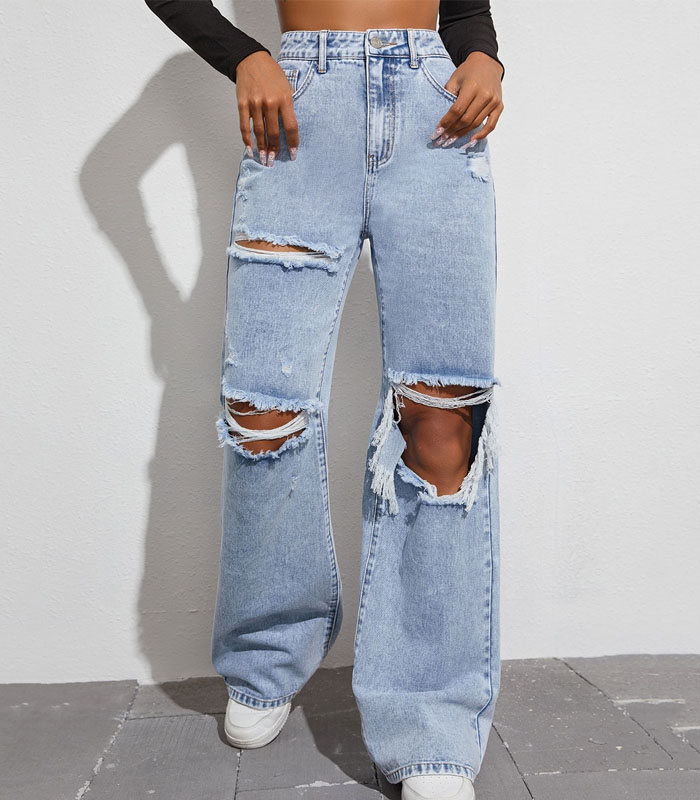 women's High Waist Ripped Jeans