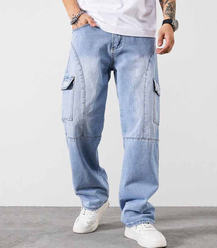 Men Flap Pocket Ripped Jeans