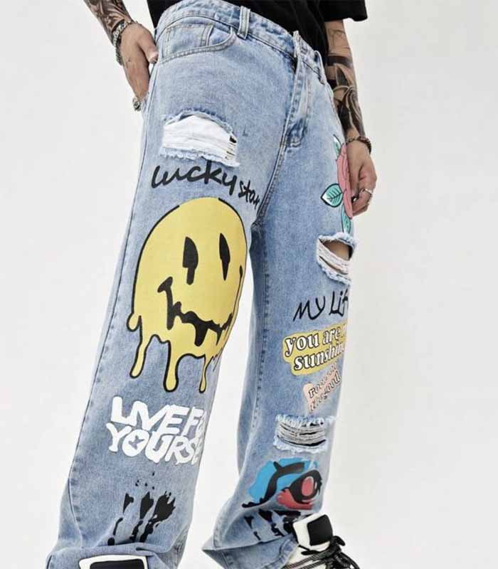 Graffiti Print Jeans