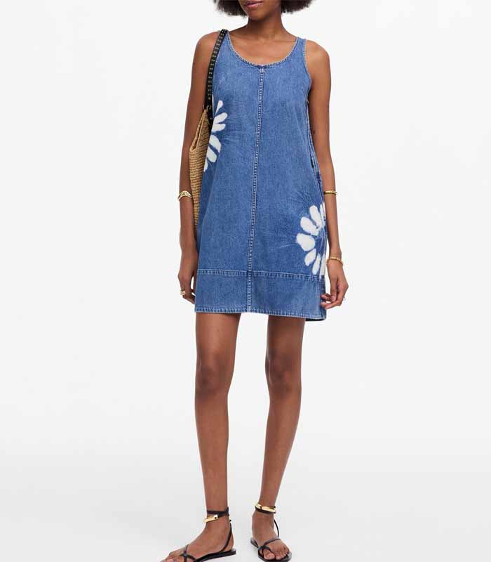 Women's round neck denim dress