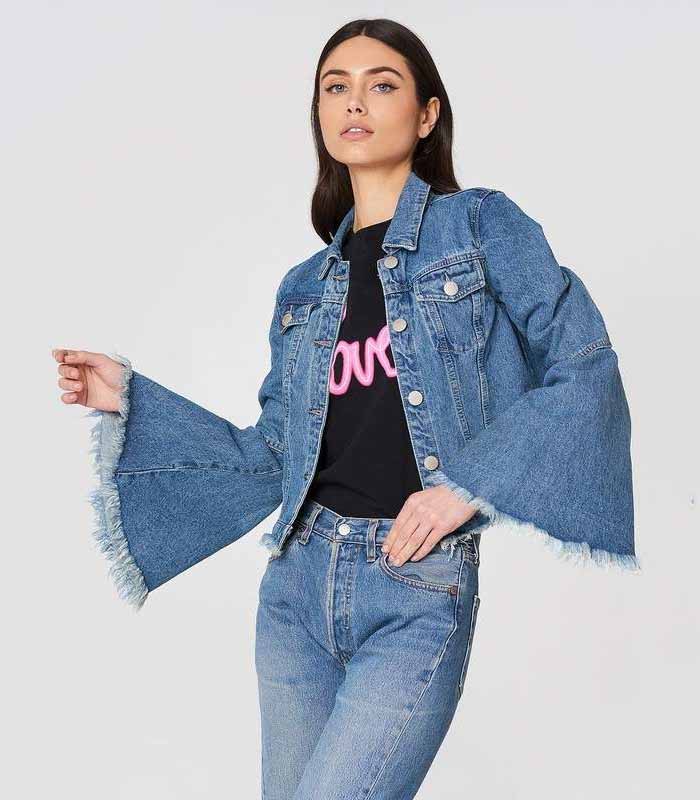 Glamorous Trumpet Sleeve Denim Jacket