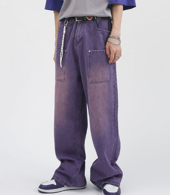 Men's Faded Lavender Purple Straight-leg Jeans