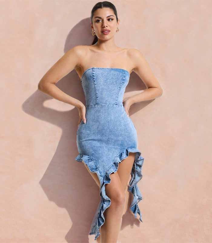 Mini Dress - Denim Blue