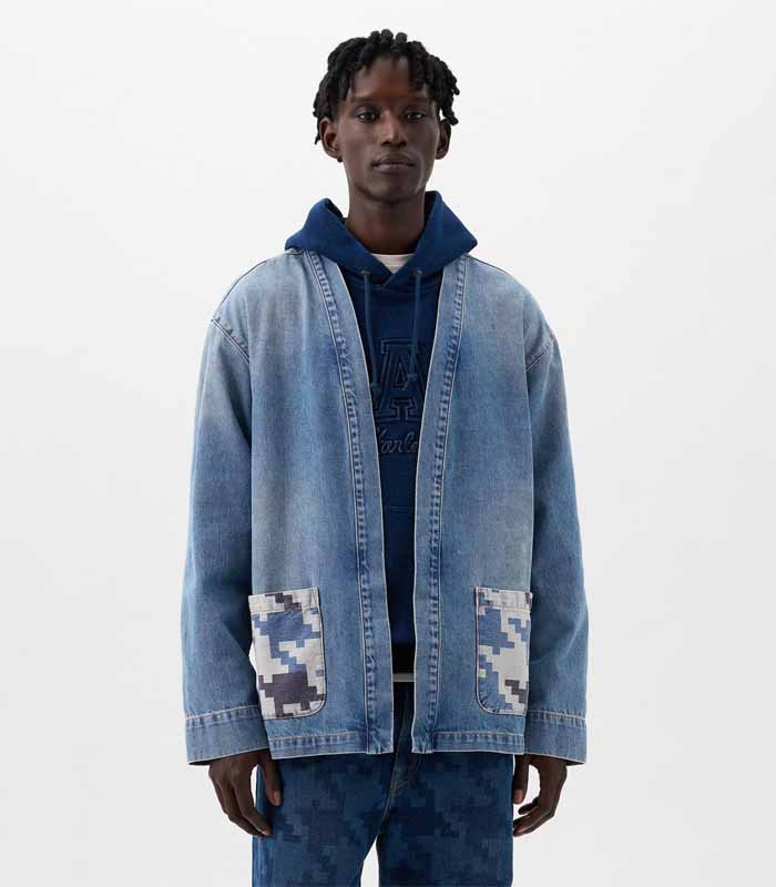 Blue Dapper Dan Organic Denim Wrap Jacket