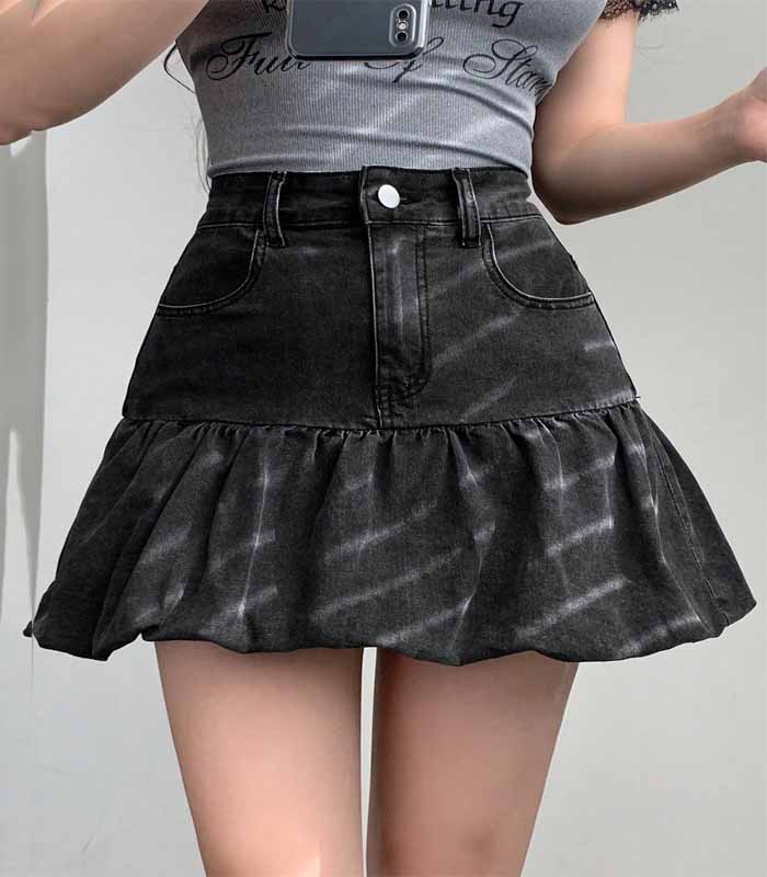 Women's Flower Bud Design Casual Denim Skirt For Summer