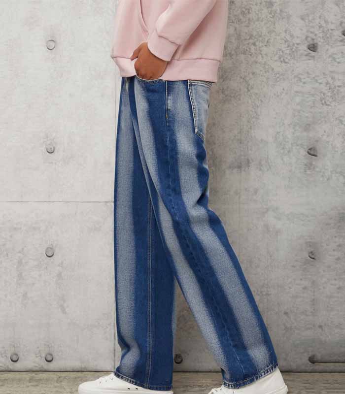Men Two Tone Straight Leg Jeans