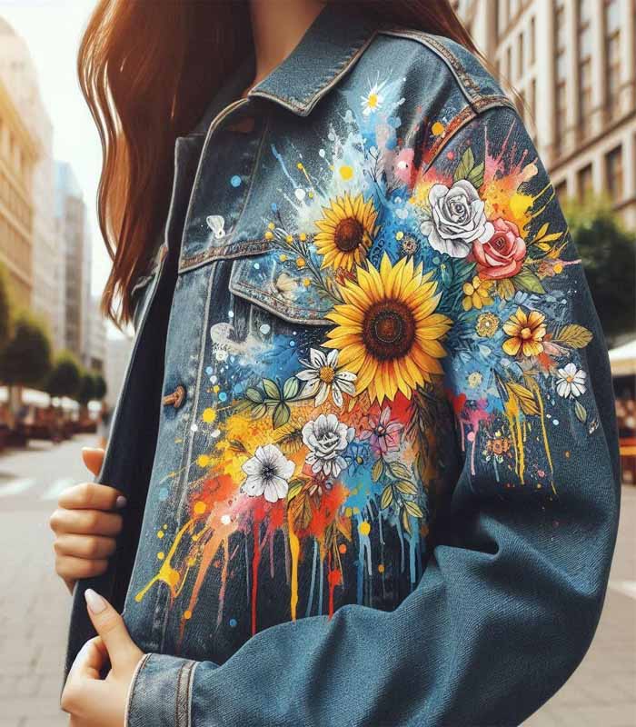 women's Painted Denim Jacket With Graffiti Made to Order