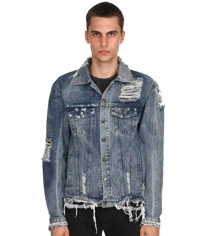 custom Chaos  Frayed Denim Jacket for men