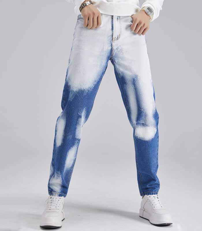 Men High Waist Tie Dye Jeans