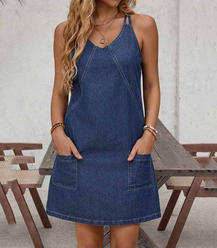 Women's Solid Color Simple Daily Denim Dress