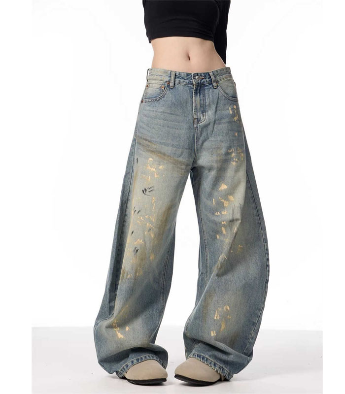 Blue High Waist Women Jeans Hip-hop Style Fashion Vintage Streetwear