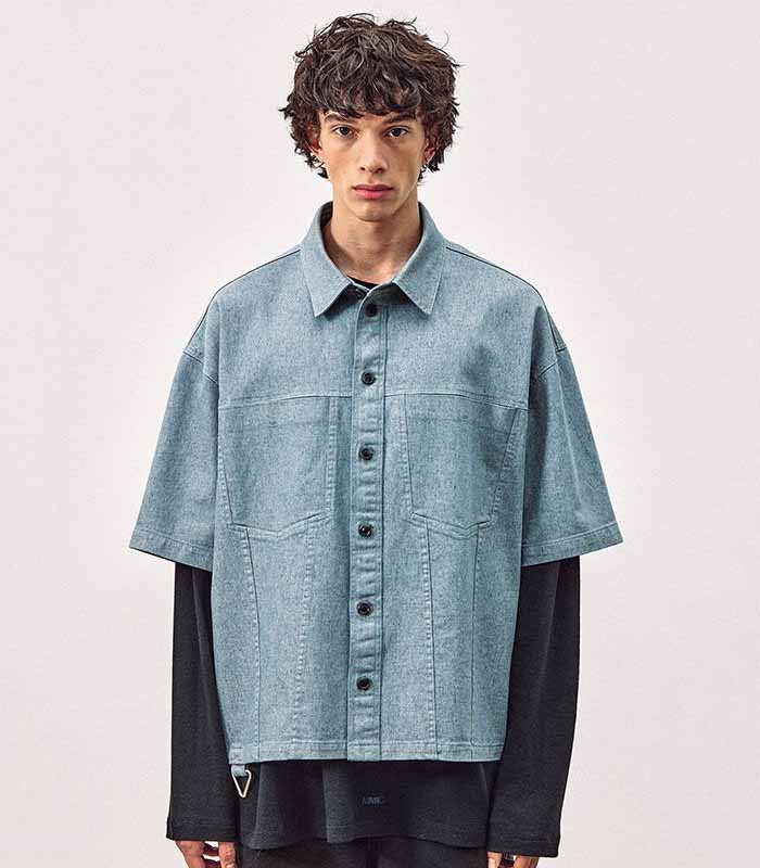 Men's Decorative Seam Denim Shirt