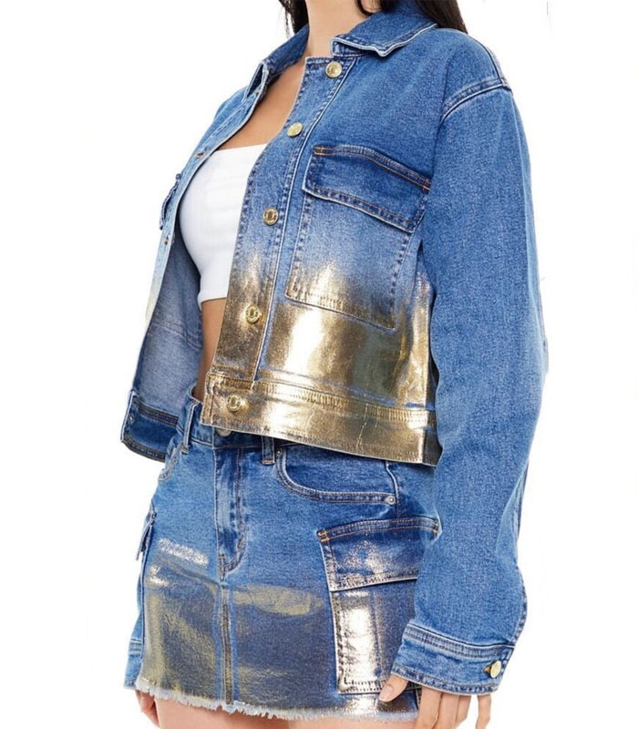 Short Denim Jacket with Metal Details 