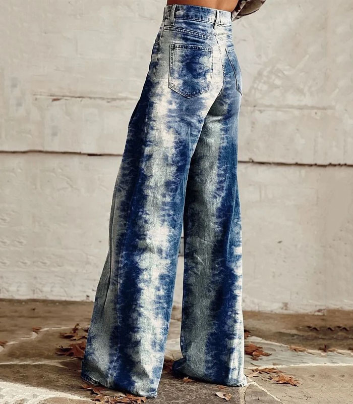 Handcrafted Tie-Dye Wide-Leg Jeans – Custom Washed for a Unique Look