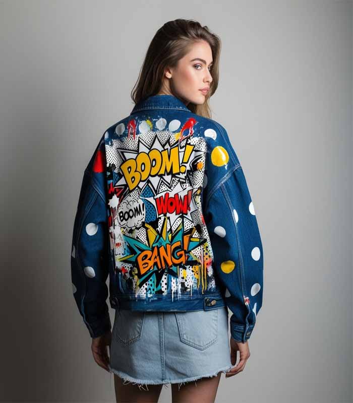 Hand painted clothes, denim jacket, customization, custom drawing, drawing on fabric
