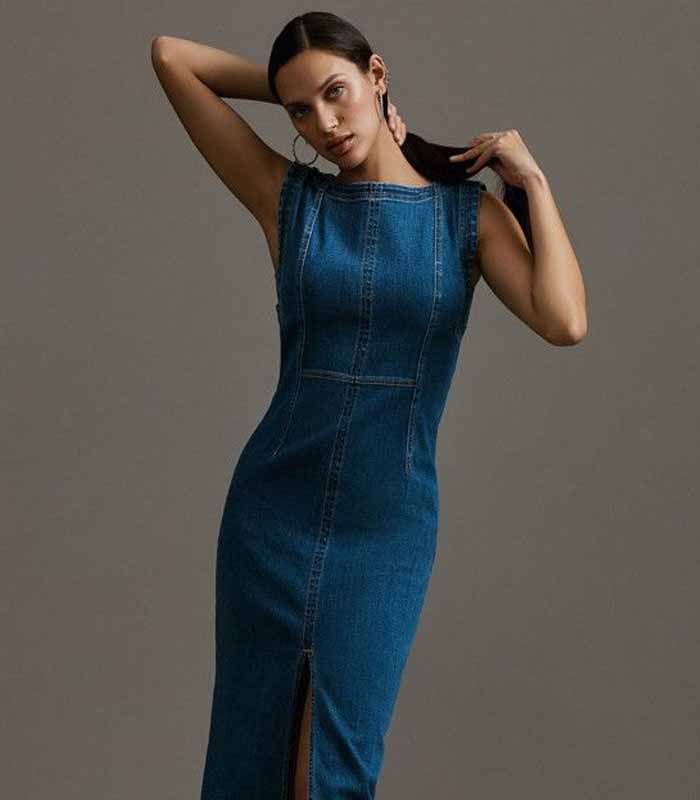 Sleeveless Denim Midi Dress