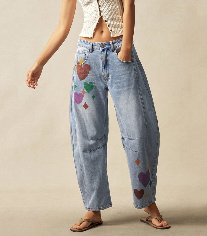 Women's Denim BOHO Style Harem Pants, Suitable For Summer Easter