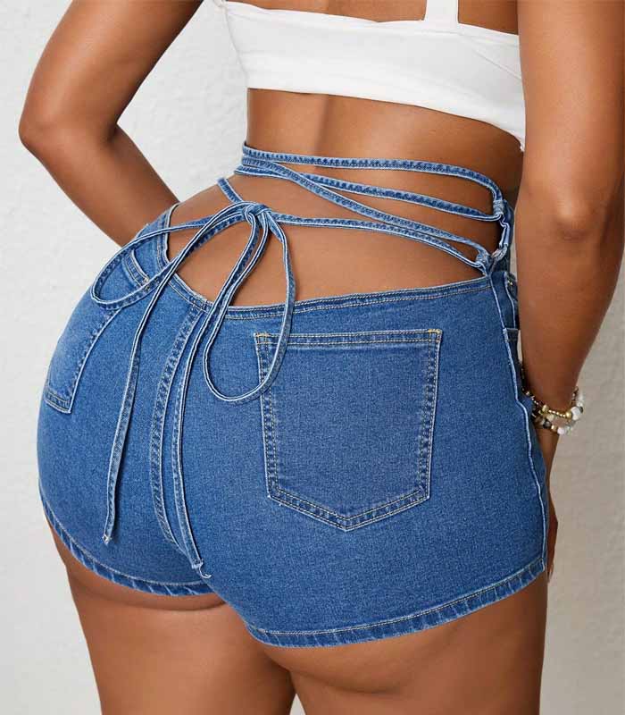 Plus Size Women's Bohemian Vacation Style Elastic Sexy Tie-Up Summer Outfits For Women