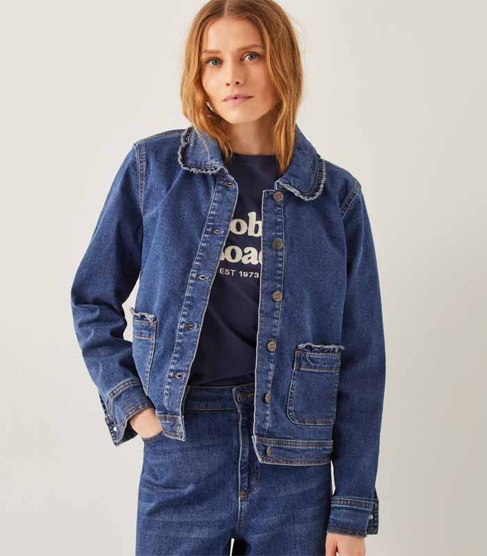 Monsoon Contemporary Sadie Ruffle Denim Jacket Blue