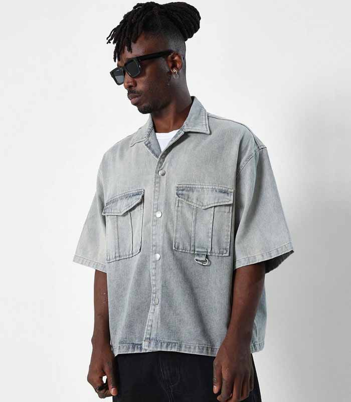 Playful Distressed Denim Shirt