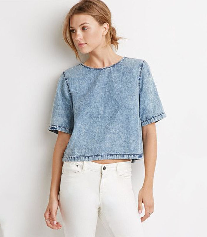 Women's Minimalist Washed Spring/Summer Cropped Top