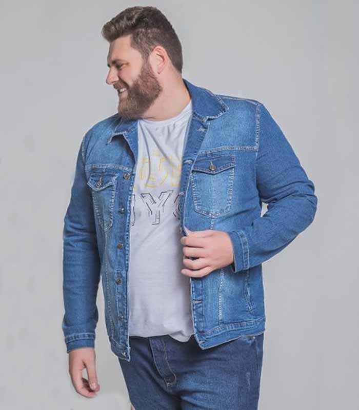 Men's Classic Blue Oversized Washed Denim Jacket