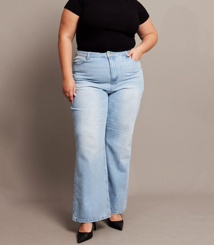 Denim Wide Leg Jeans High Rise Acid Wash
