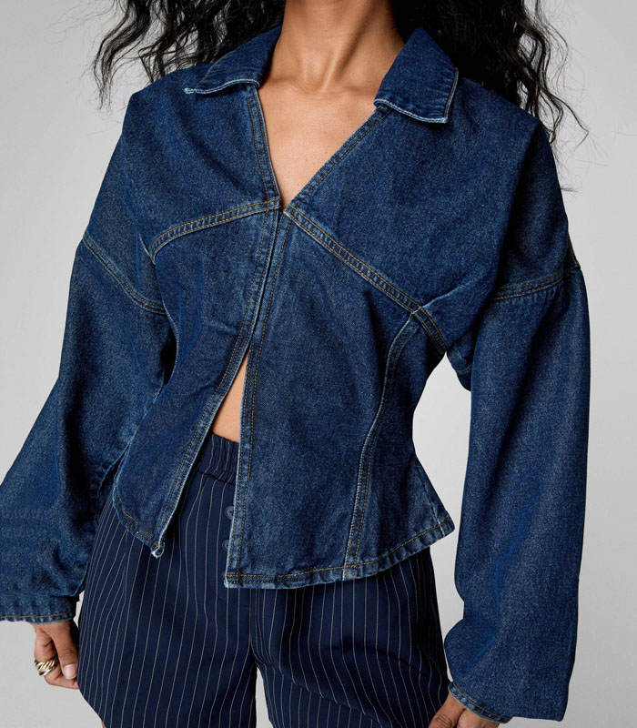 authentic midwash Denim Corset Shirt