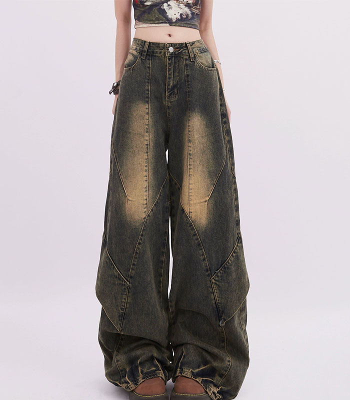90s Nostalgia Washed wide leg Jeans – High-Quality Split Seam Reinforced Stitching for Durability
