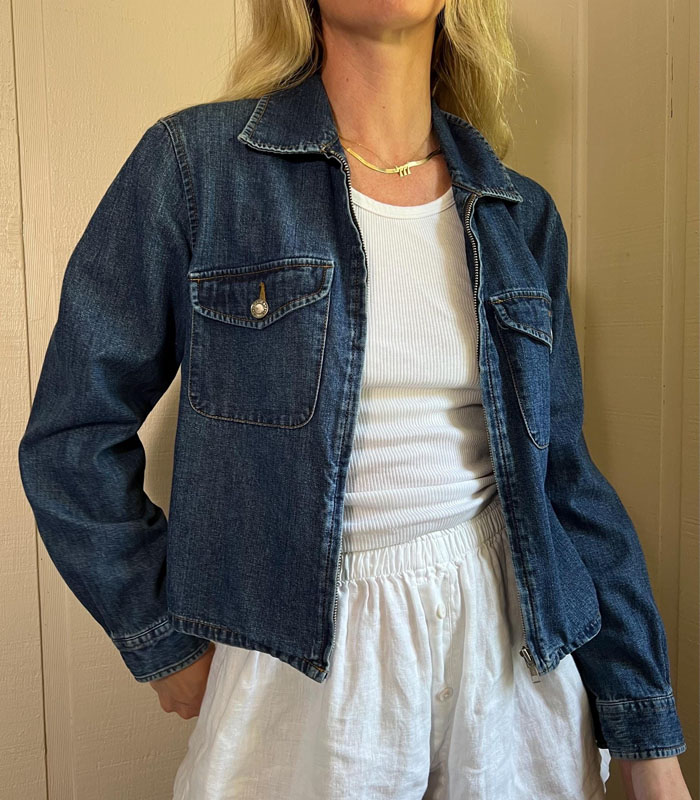 Limited Jeans Denim Jacket Vintge 90s The Limited Blue Jean Jacket Boxy Cropped Denim Coat with Zip